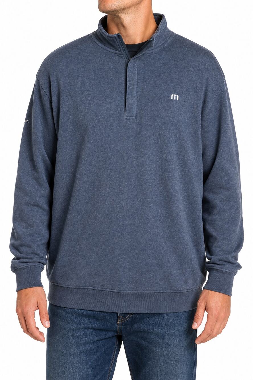 Travis Mathew Mens XXL/2XL Blue Quarter Zip Pullover Embroidered "Golden Nugget"
